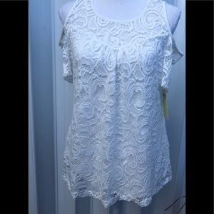 Perception Cold Shoulder Lace Top